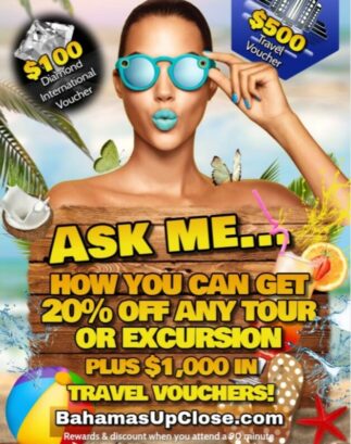 As me how you can get 20% off any tours or excursion plus $1,000 in Travel Vouchers!